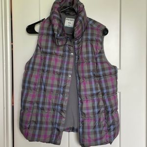 Puffer vest, purple, blue, grey, Medium